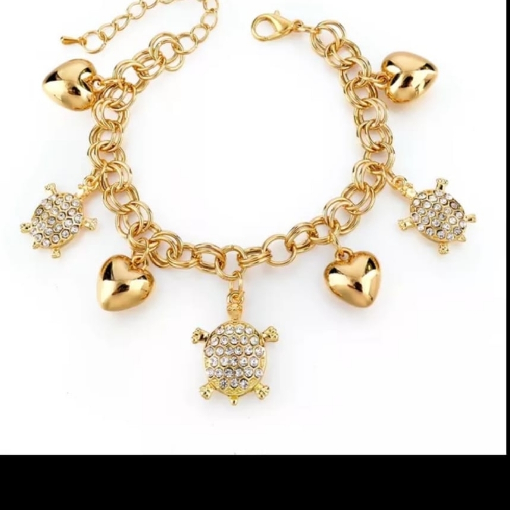 New Trendy Gold Color Turtle Charm Bracelet